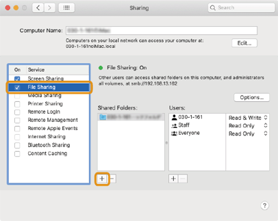mac file sharing select folder